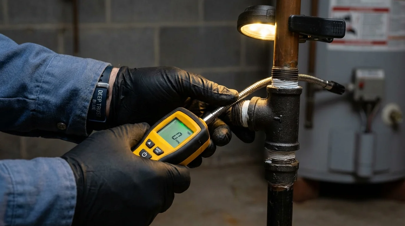 Gas leak detection with electronic sniffer by Johns Plumbing LLC in North Chicago